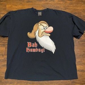 Disney Men’s 3XL Grumpy 7 Dwarfs Bah Humbug Christmas Holiday Vintage SS Tshirt